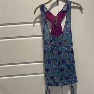 Free People Pink and Blue Floral Top